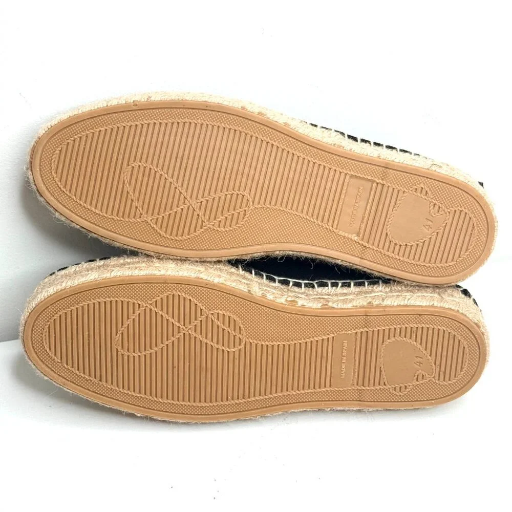 Spain Coastal Resort Neutral Platform Slip On Canvas Jute Espadrille 11 41 Black